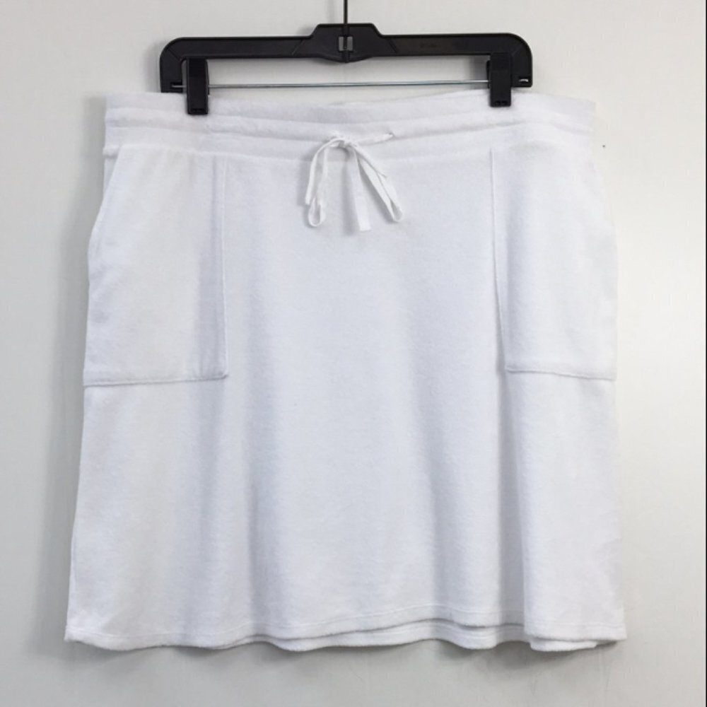 Pure Jill Women's White Cotton Blend Terry Skirt Size L EXCELLENT Condition